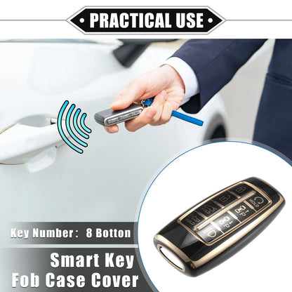 Keyless Smart Key Fob Case for Hyundai G80 GV80 8 Button TPU Black (2021-2023)