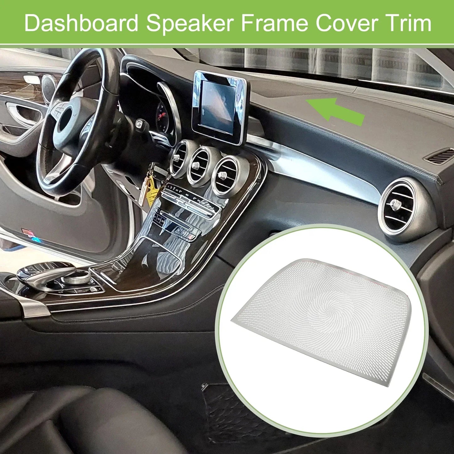 Dashboard Speaker Frame Cover Trim for Mercedes Benz GLC (2023) Silver Tone