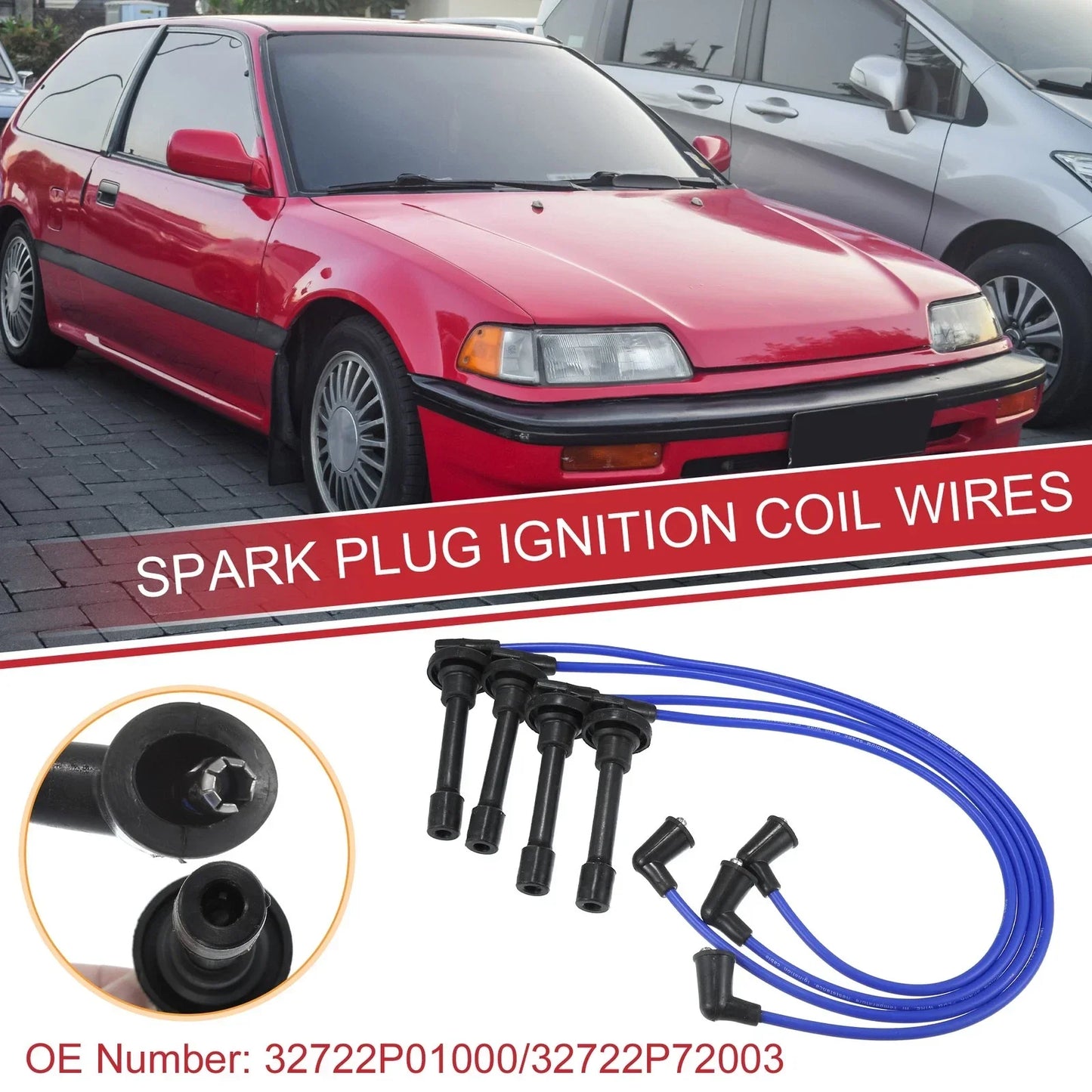 4pcs Spark Plug Wire Ignition Coil Cable for Honda Civic (2001-2005)