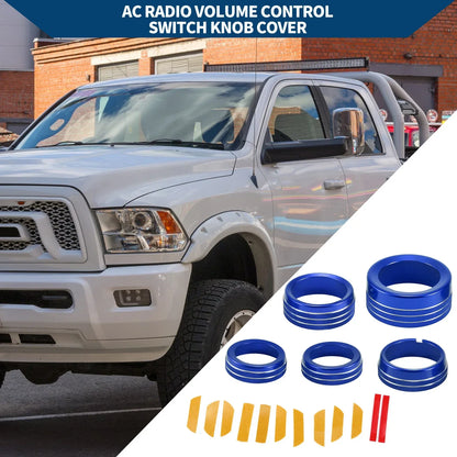 AC Gear Shift Headlight Media Knob Cover for Dodge RAM (2013-2017) - 5 Pcs