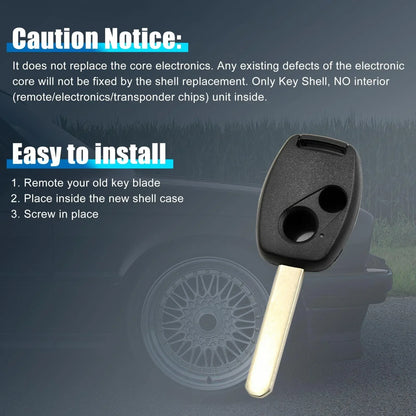 Uncut Key Remote Shell Replacement for Honda Civic Accord 2 x Button