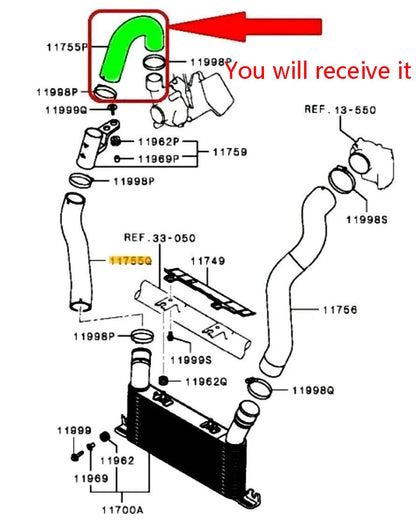 Intercooler Air Intake Hose for Mitsubishi Pajero NT NX 3.2L 4M41 (2006)