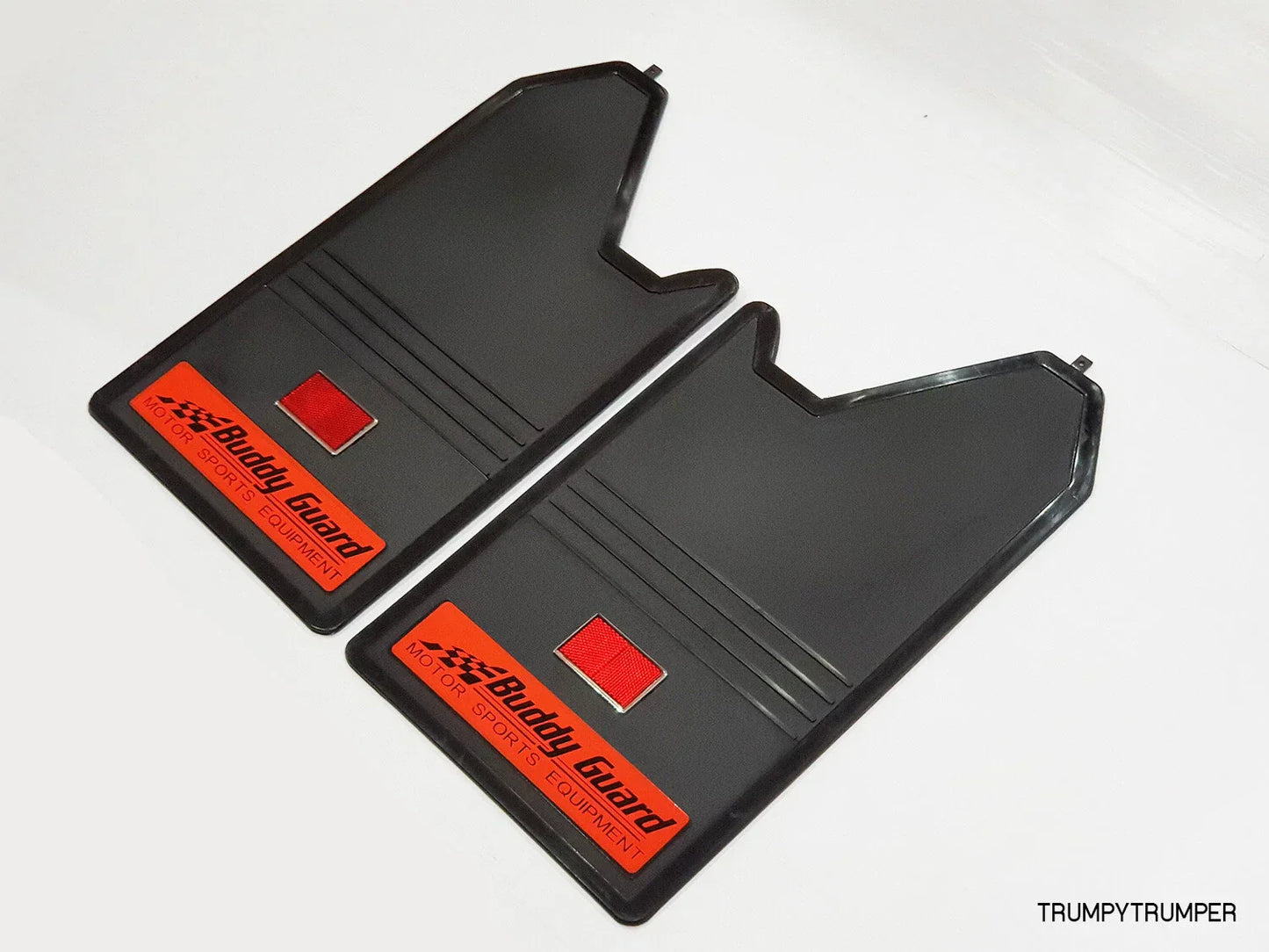 Amber Reflector Mud Flaps Splash Guards for Universal Car Truck - Black Plastic