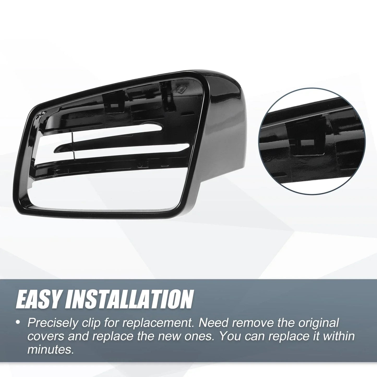 Gloss Black Rearview Mirror Cover Cap for Mercedes Benz A Class B Class (2013-2023)