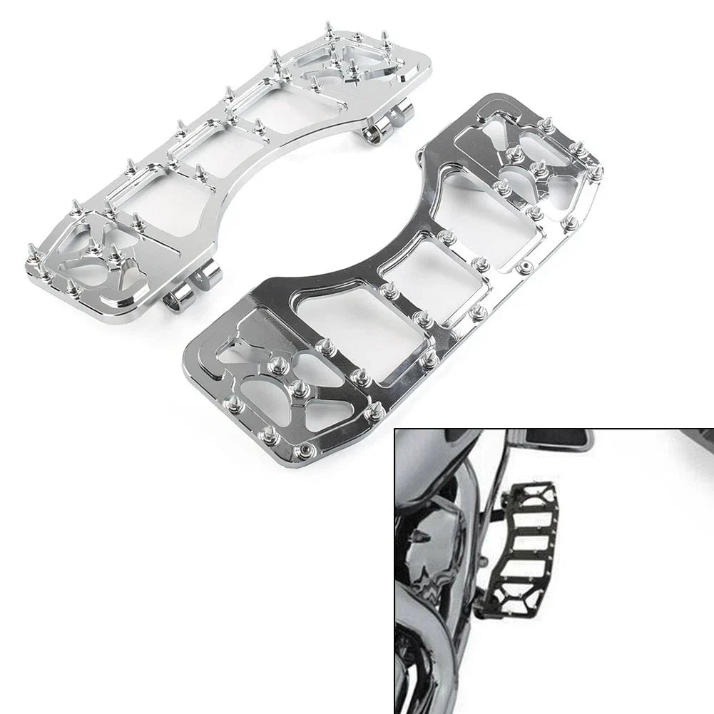 CNC Front Floorboards for Harley Touring Dyna FLD (2014-2023) - Chrome Pair