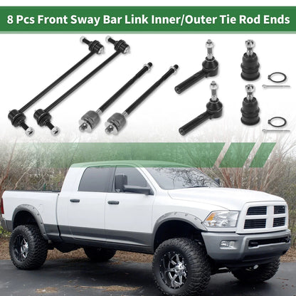 8pcs Front Suspension Kit Tie Rod Ends & Sway Bar Links for Dodge Caravan