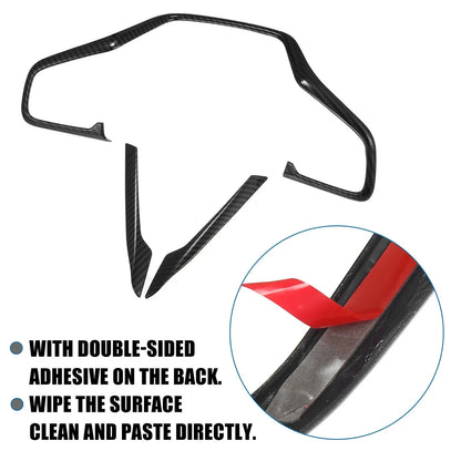 3 Pcs Steering Wheel Cover Trim for Honda Civic (2016-2021) Carbon Fiber