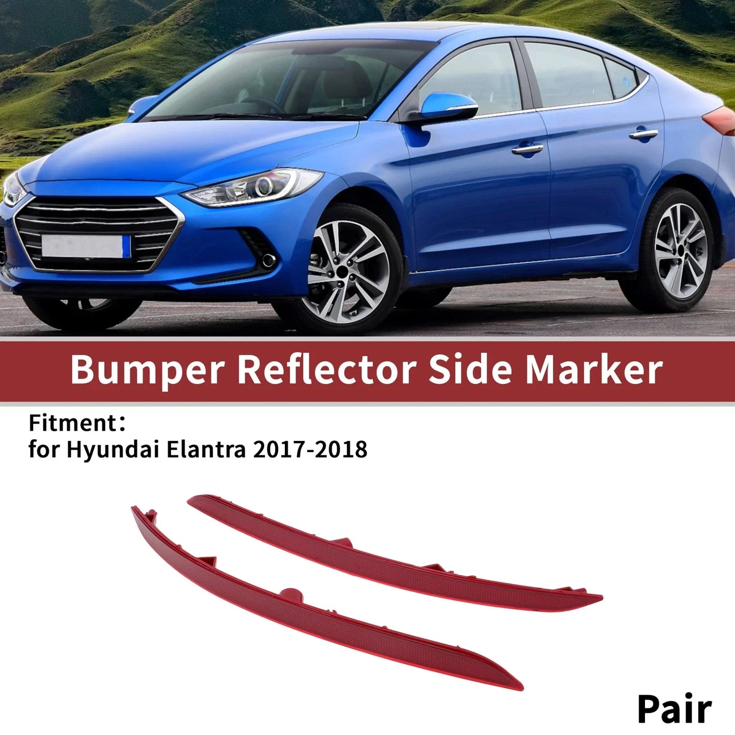 Rear Left Right Bumper Reflectors for Hyundai Elantra (2017-2018)