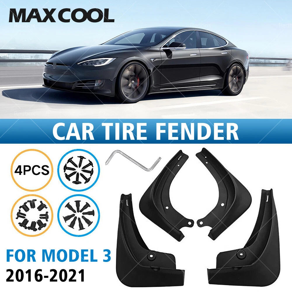 4 Pcs Mud Flaps Splash Guards for Tesla Model 3 (2017-2023)