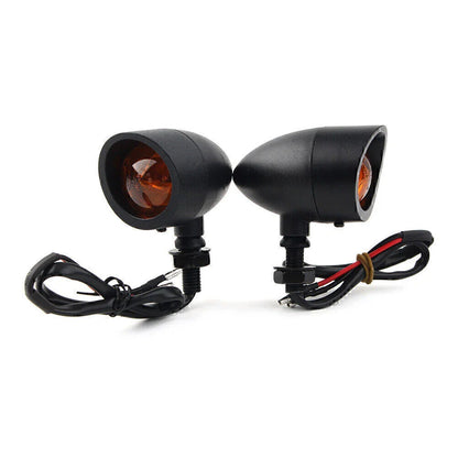 Black Retro Motorcycle Turn Signal Lights for Universal Fit