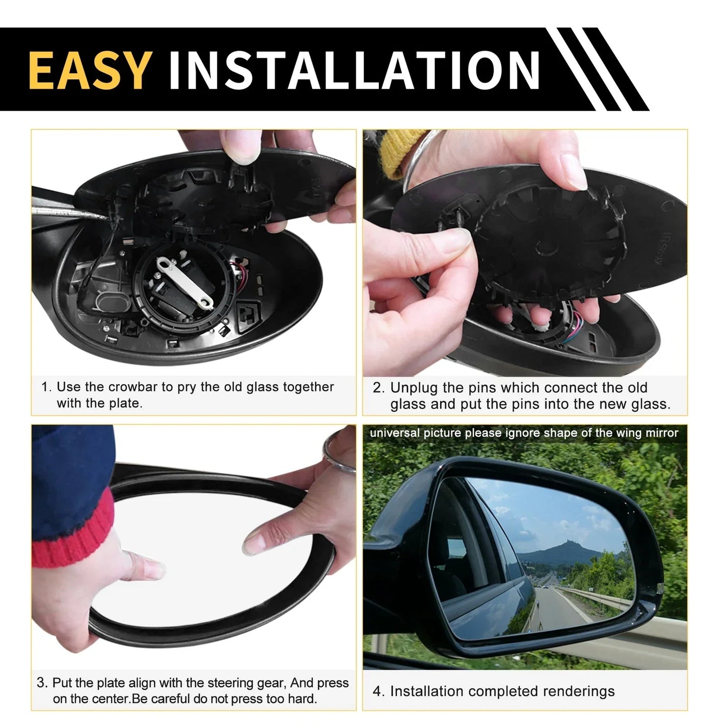 Heated Right Mirror Glass Replacement for Dodge Ram 1500 2500 (2010-2023)
