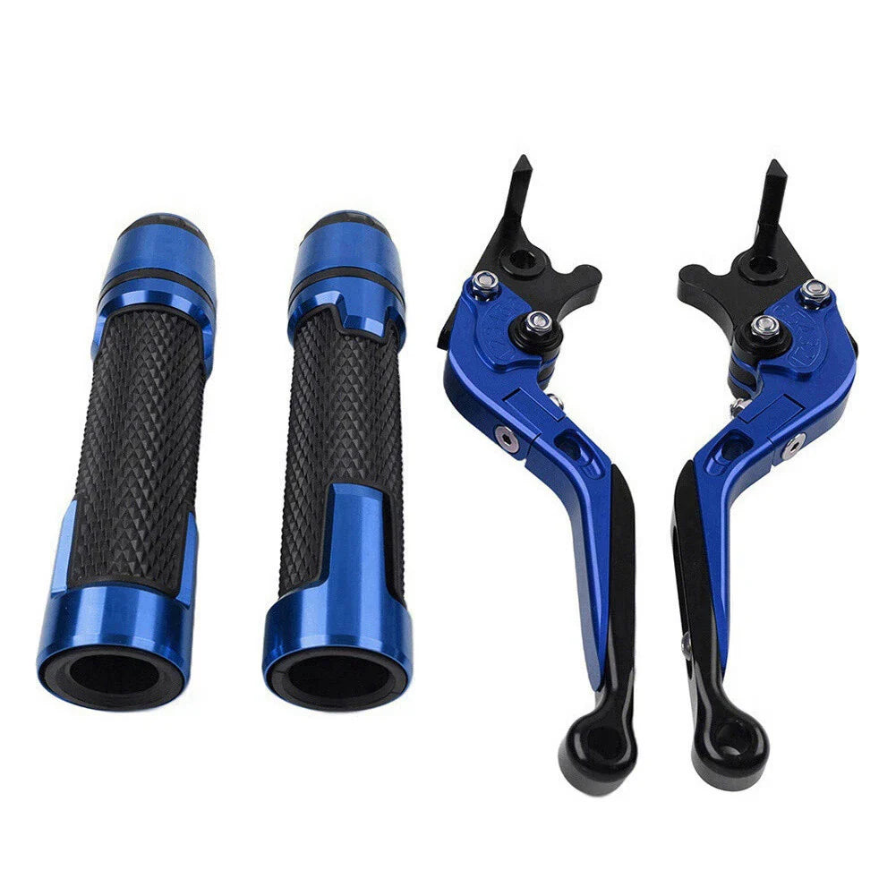 Blue Extendable Brake Clutch Levers & Handlebar Grips for Suzuki GSXS125