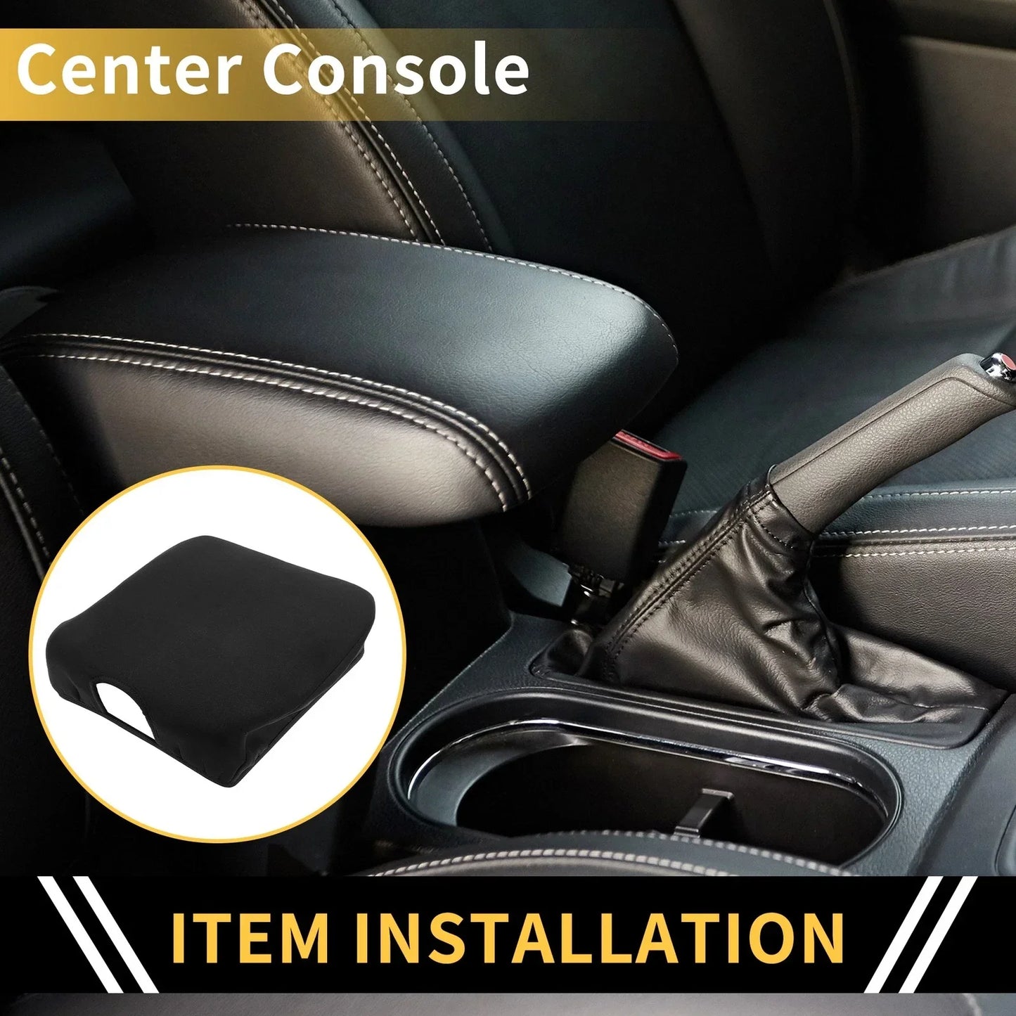 Center Console Lid Armrest Cover for Dodge Ram (2010-2023) - Microfiber Leather