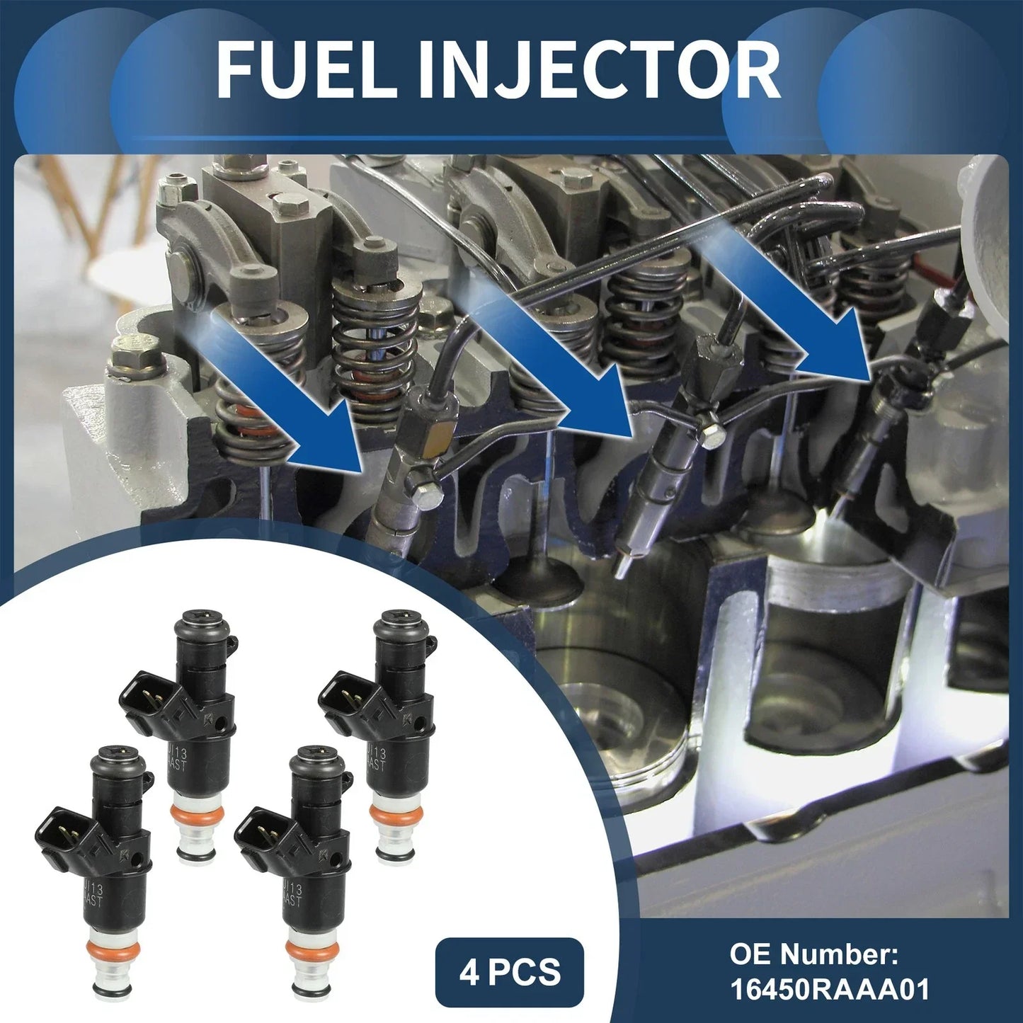 Fuel Injector Set for Honda Accord 2003-2007 2.4L 3.0L - 4 x Black Injectors