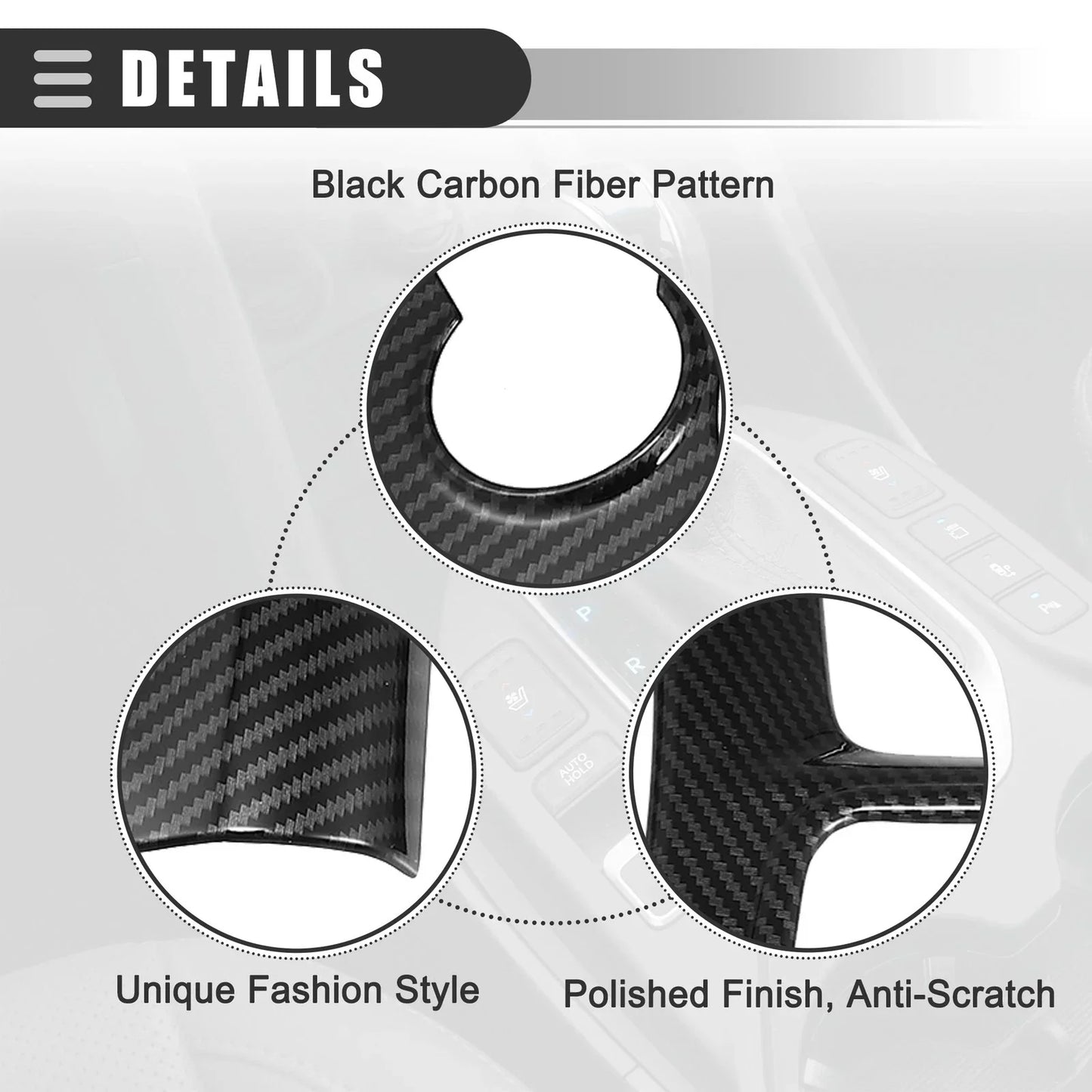 Carbon Fiber Central Control Gear Shift A/C Panel Trim for Dodge Charger (2015-2022)