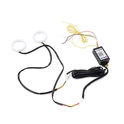 100MM RGB Phone Control Angel Eye Halo Rings Headlight DRL for Car