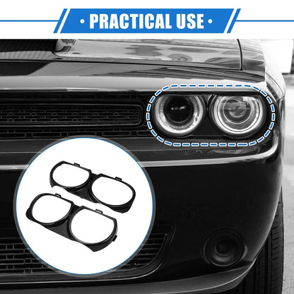 Front Left Right Side Headlight Trim Rings for Dodge Challenger (2015-2023)