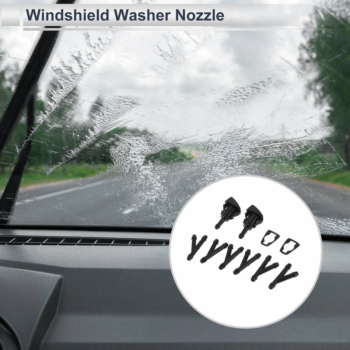 Windshield Washer Nozzle & 6 x Hose Connectors for Dodge