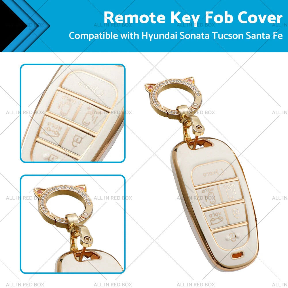 TPU 6-Button Key Fob Cover for Hyundai Sonata Tucson Santa Fe (2011-2023)