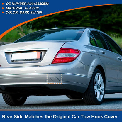 Rear Bumper Tow Hook Cover for Mercedes-Benz W204 (2007-2014) Dark Silver