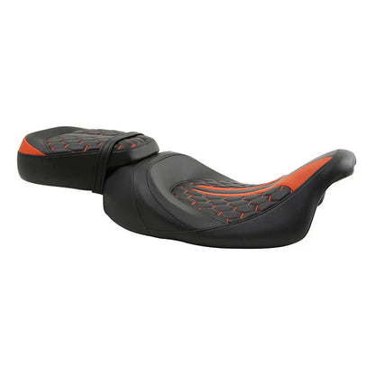 Seat Black/Orange Driver Passenger for Harley Touring Electra Glide (2009-2023)