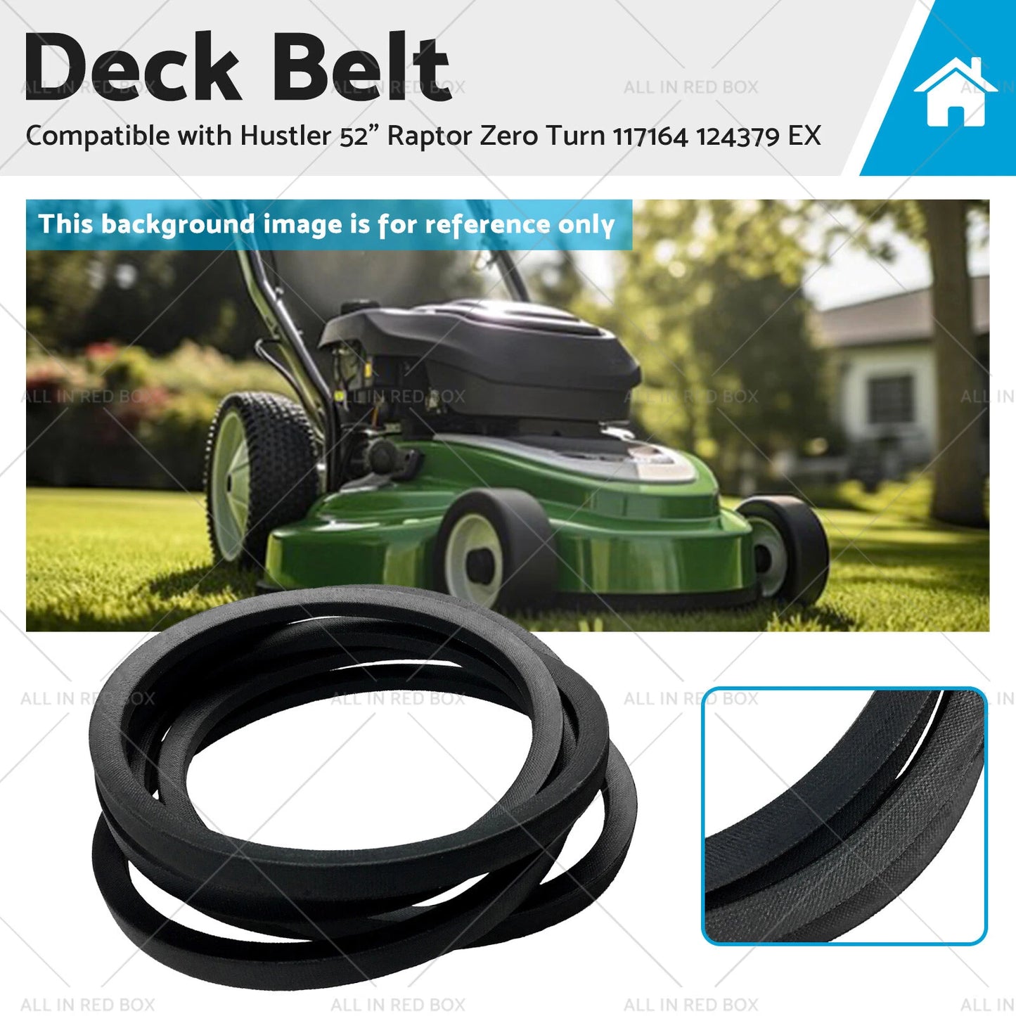Deck Belt for Hustler Raptor 52" 54" Zero Turn (2013-2023)
