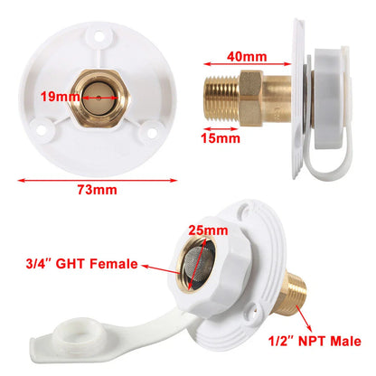 RV City Water Fill Inlet Flange w/ Check Valve for RV Trailer Camper