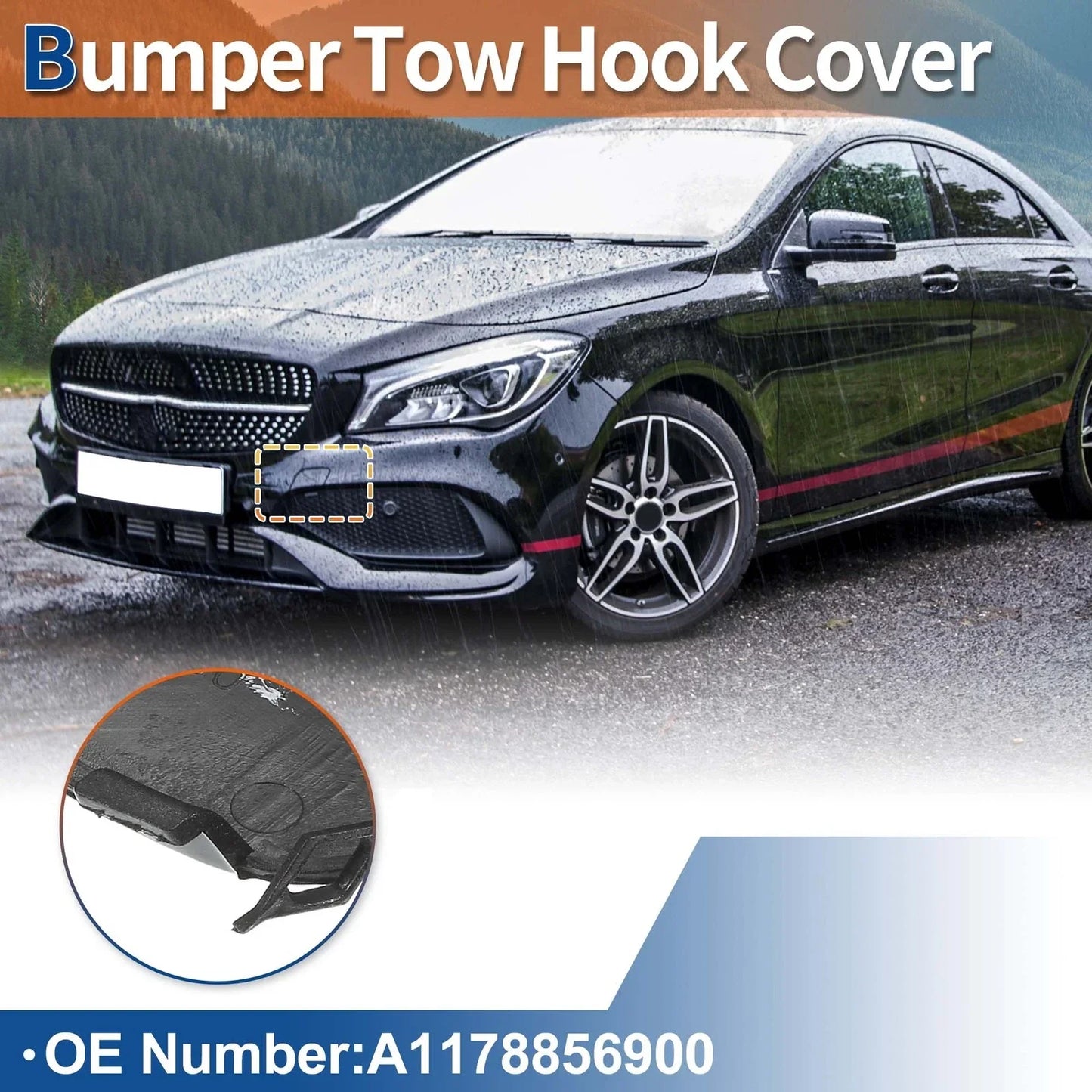 Front Bumper Tow Hook Cover for Mercedes-Benz (2012-2018) Silver Tone