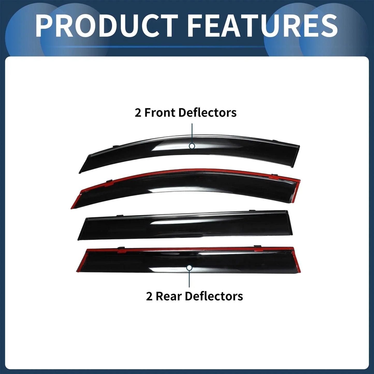 Window Deflectors for Hyundai Santa Fe Side Window Vent Visors Black 2019