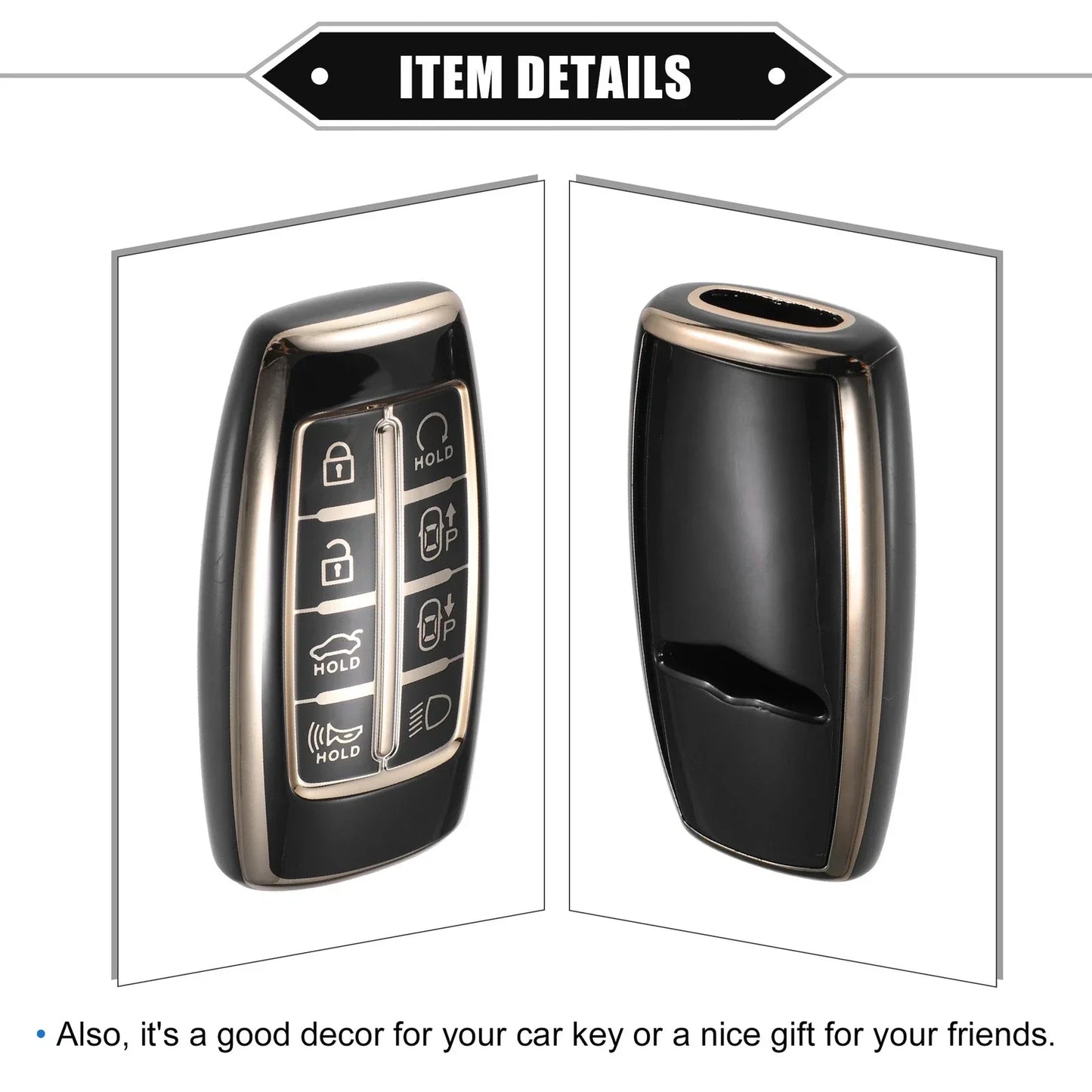 TPU Key Fob Cover Case for Hyundai Smart Remote - Black (No specific years)