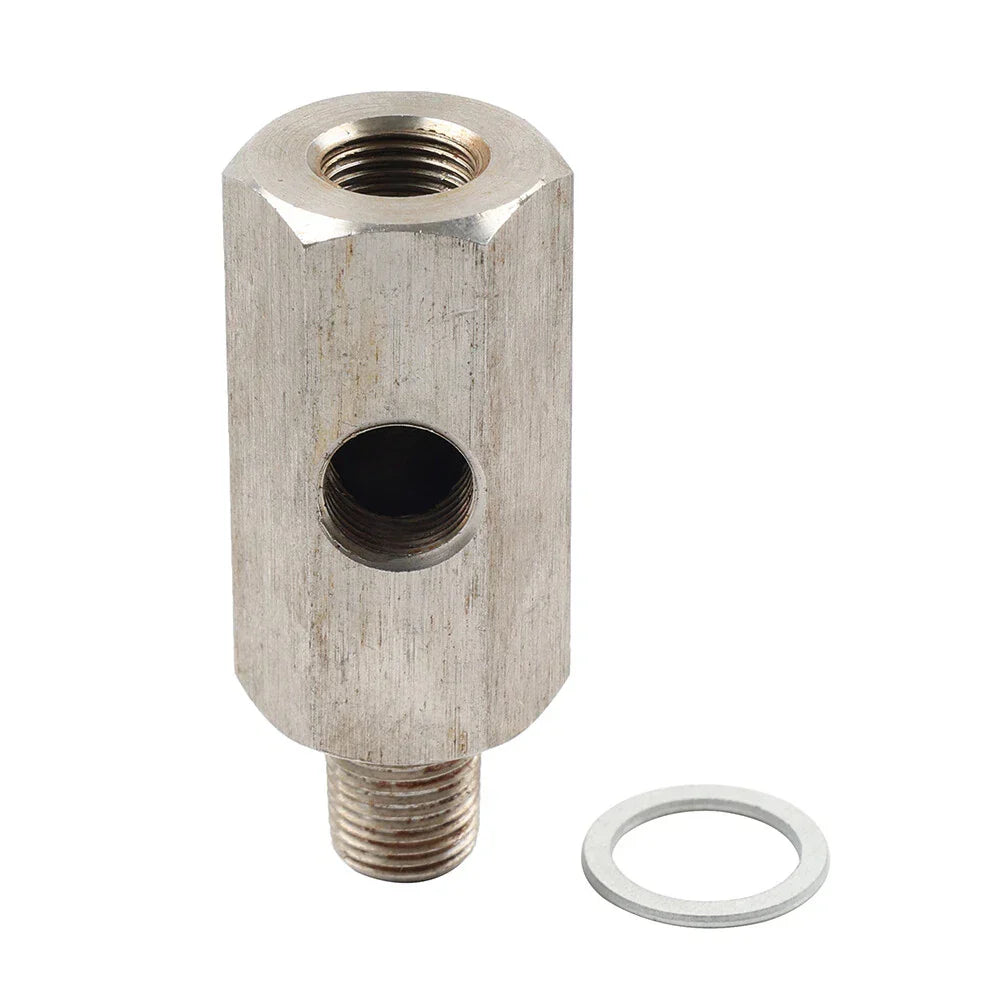 1/8" NPT Oil Pressure Sensor Tee Adapter for Turbo Supply Feed Line Gauge