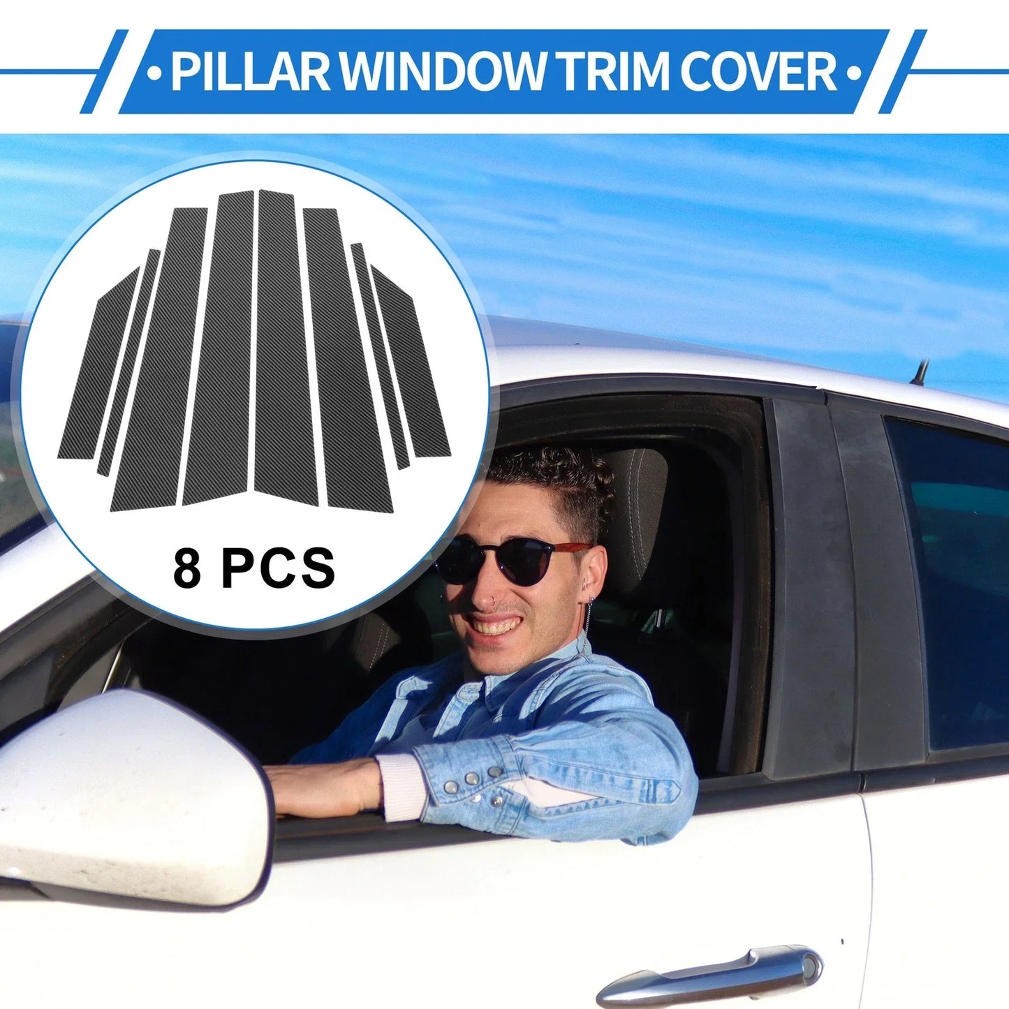 8 Pcs Door Pillar Window Trim for Hyundai Creta Ix25 (2015-2023)