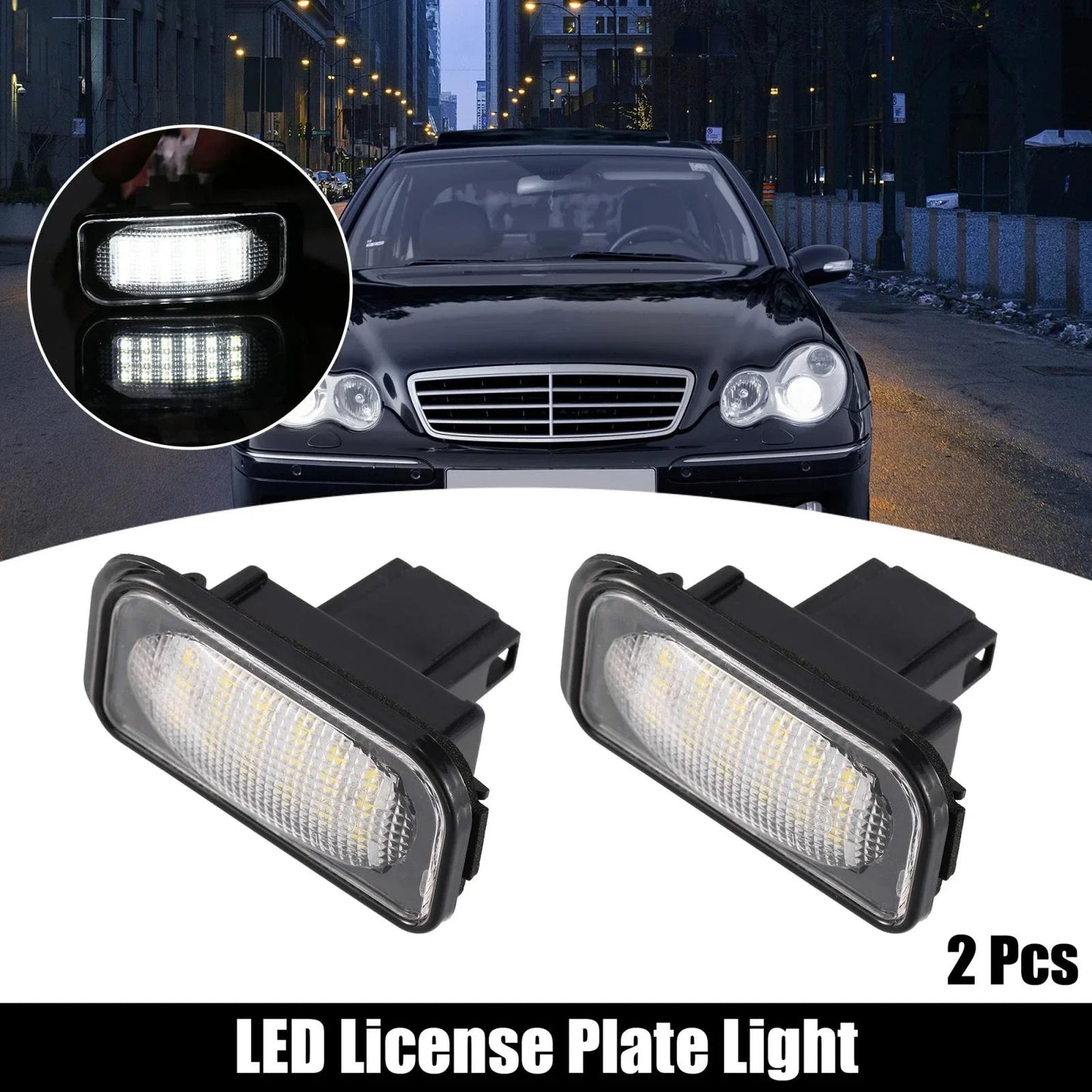 2 x LED License Plate Lights for Mercedes-Benz C320 C350 C230 C280 (2001-2010)