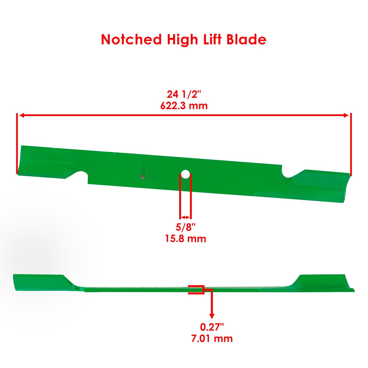 Caltric Deck Spindle with Notched Hi-Lift Blade for Bad Boy AOS 72" (2009–2010)