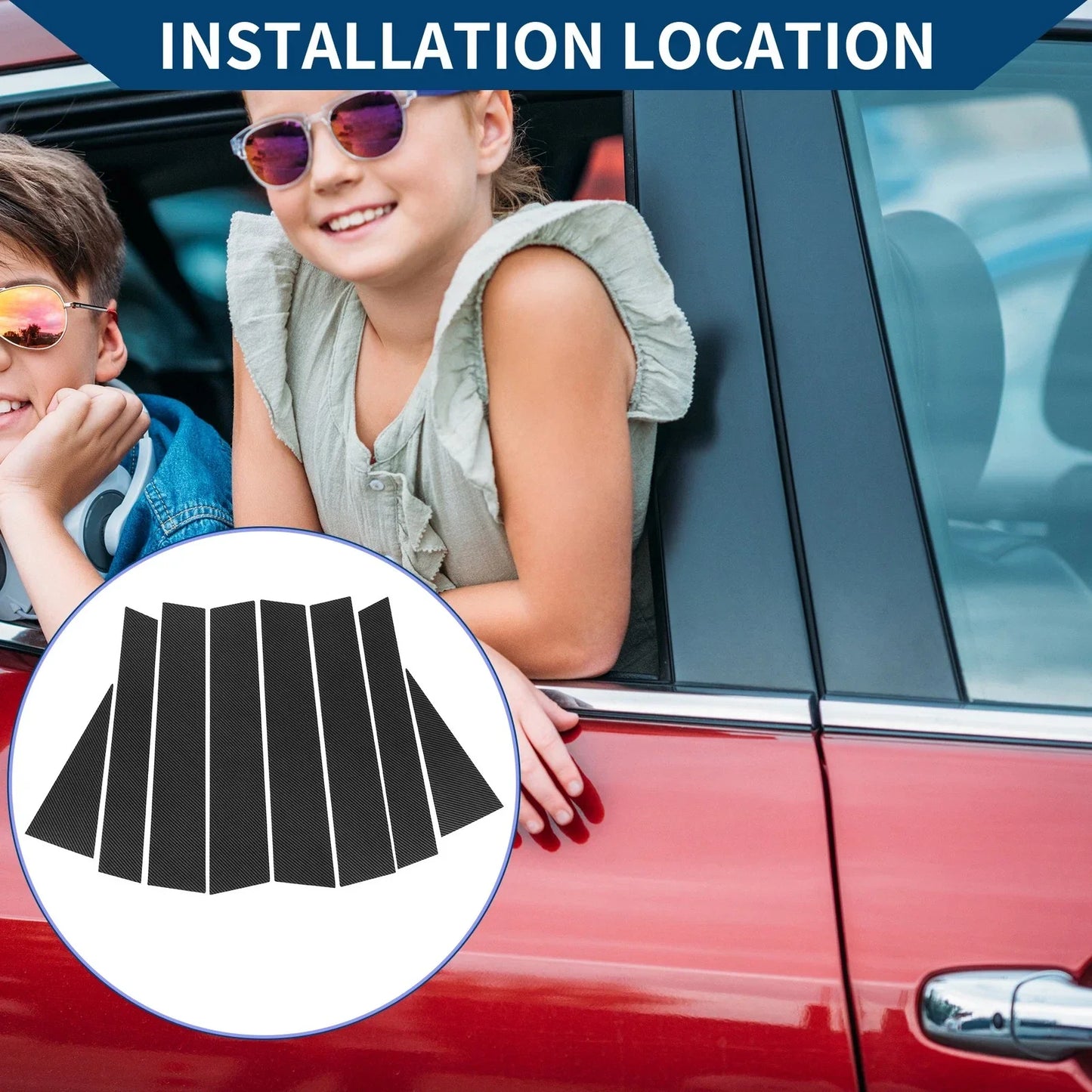 8 Pcs Car Pillar Window Trim Covers for Honda CR-V (2017-2023) Black Carbon Fiber