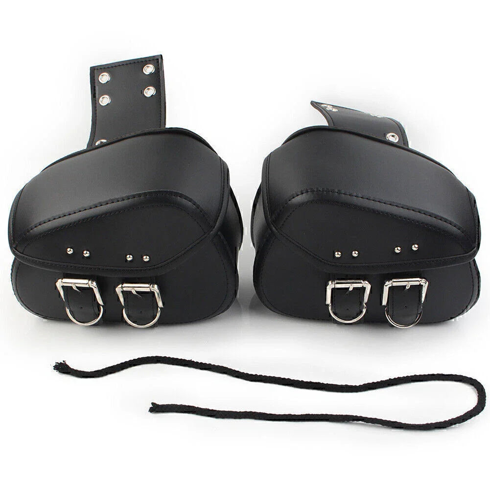 Black PU Leather Saddle Bags for Sportster Dyna Motorcycle