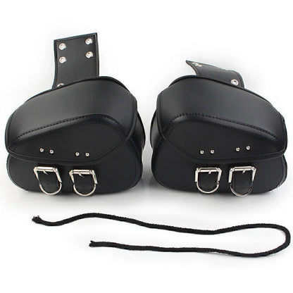 Black PU Leather Saddle Bags for Sportster Dyna Motorcycle