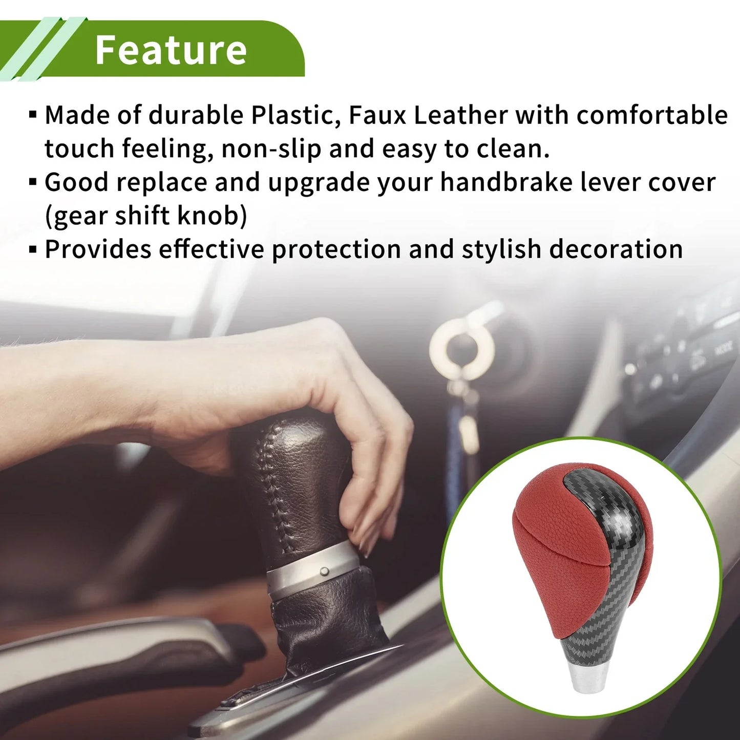 Automatic Gear Shift Knob for Lexus ES350 2007-2015 - Plastic Faux Leather Red Black