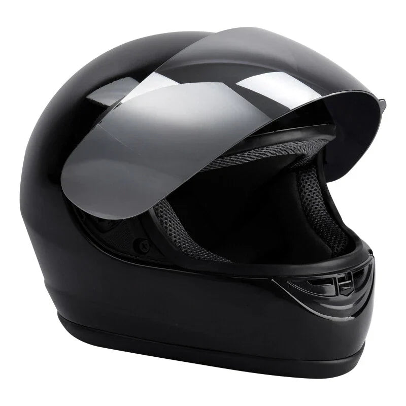 Full Face Motorcycle Helmet Glossy Silver for Street Bike Adult S-XXL