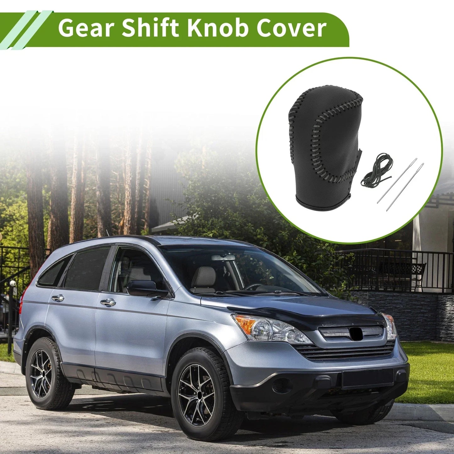 Car Gear Shift Knob Cover 1 x Black Grey Faux Leather for Honda Civic (2022-2024)