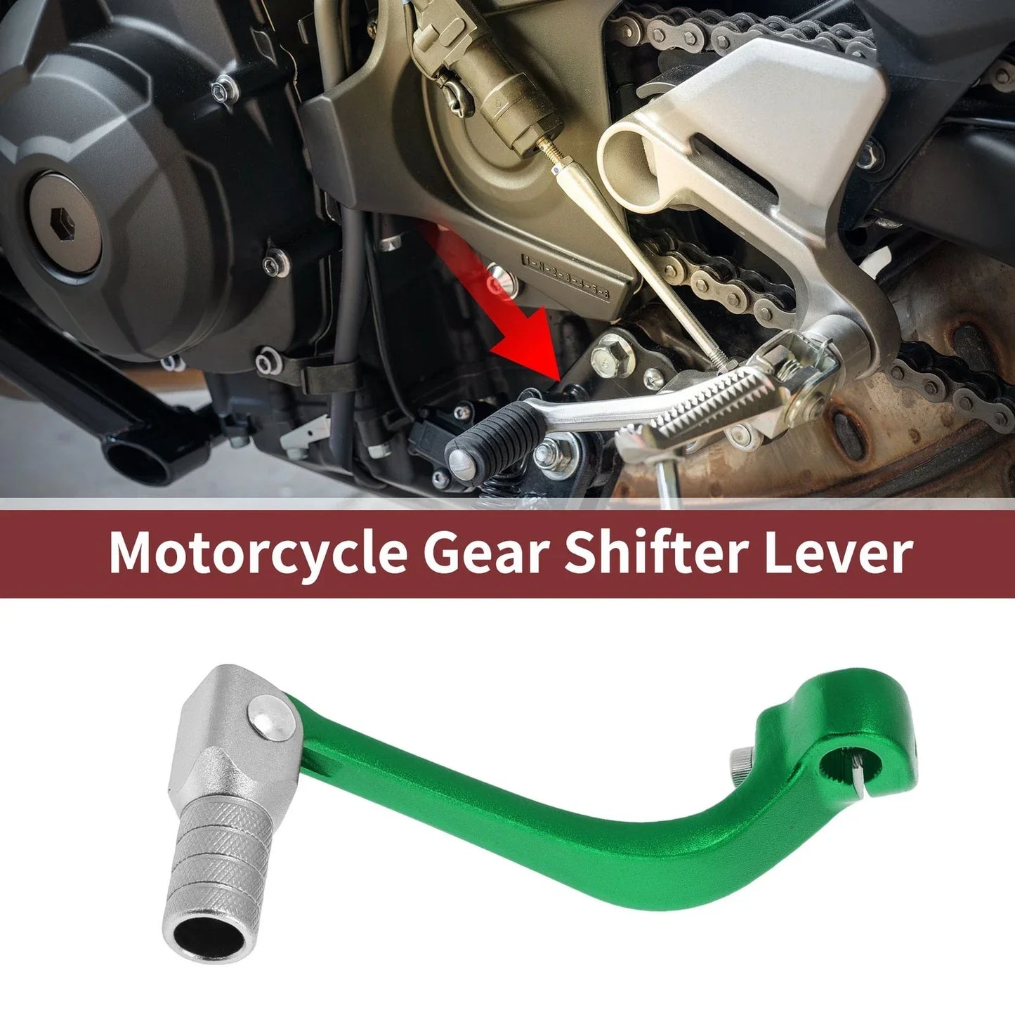 Folding Motorcycle Gear Shifter Lever for Honda CRF110F (2013-2018) Green Silver