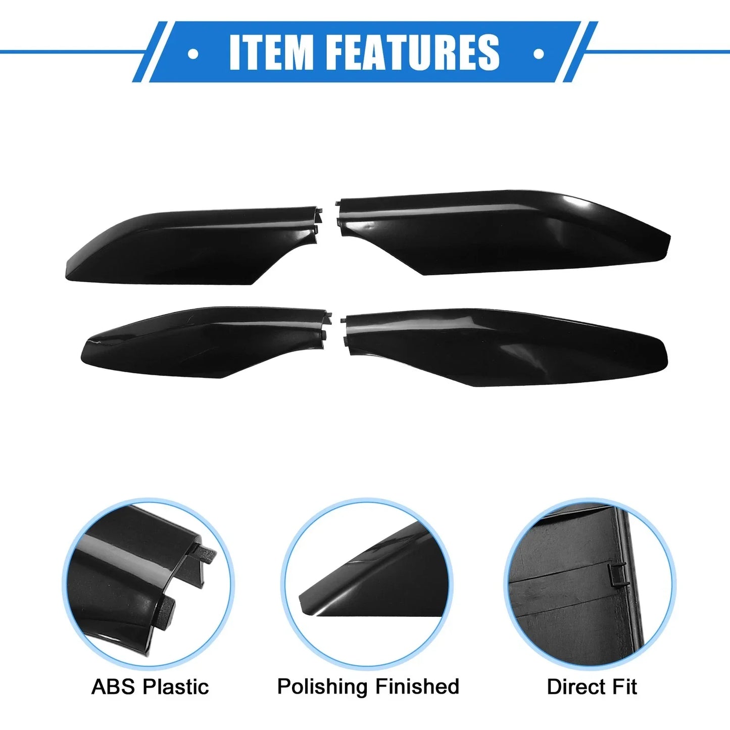 4 x Car Roof Rack Side Rails End Covers for Lexus GX470 (2003-2009) Black