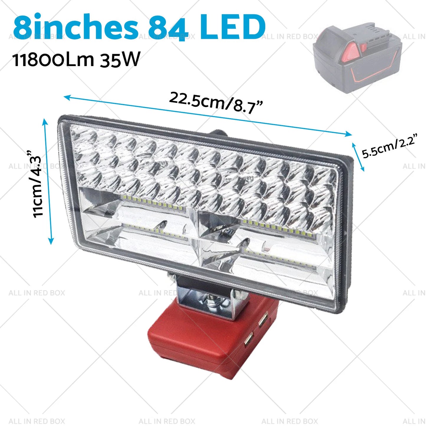 8in LED Work Light for Milwaukee 18V Li-ion Battery