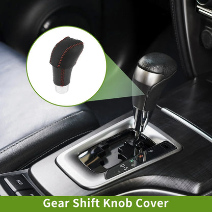 Car Gear Shift Knob Cover for Lexus RX350 2023-2024 Black Red Faux Leather