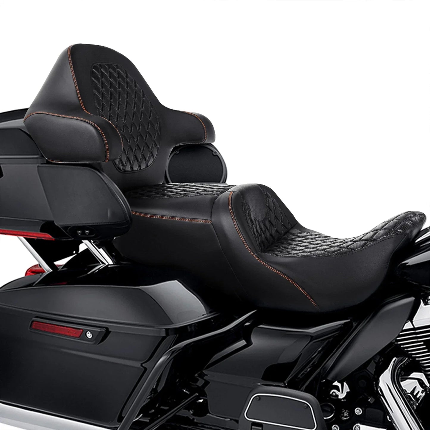 Black 2-Up Driver Passenger Seat Backrest for Harley Touring (2014-2023)