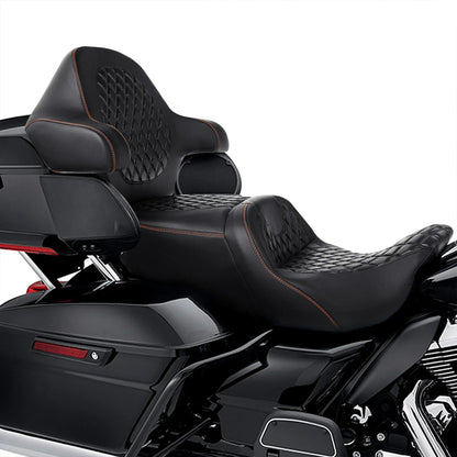 Black 2-Up Driver Passenger Seat Backrest for Harley Touring (2014-2023)