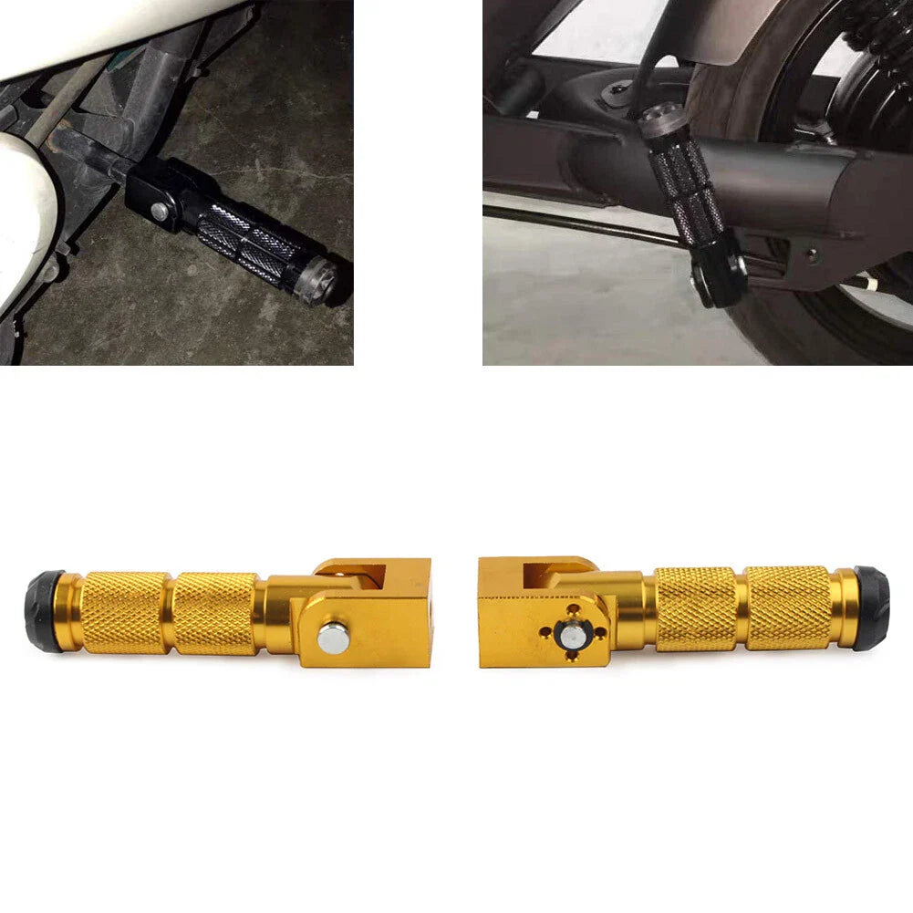 8mm Gold Universal Folding Footpegs for Motorcycle Bicycle