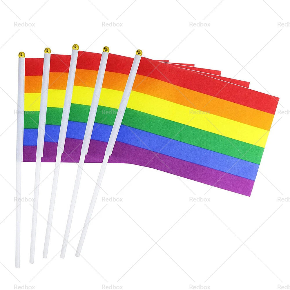 100 x Small Gay Lesbian LGBT Pride Mini Flags 14 x 21 cm