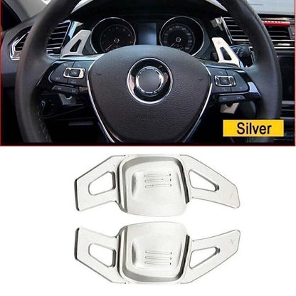 Silver Steering Wheel Paddle Shifter Extensions for VW Tiguan Golf 7 Passat