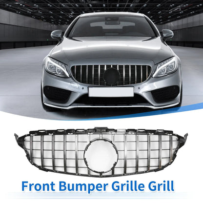 Front Upper Bumper Grille for Mercedes-Benz C300 (2015-2020) Black Chrome